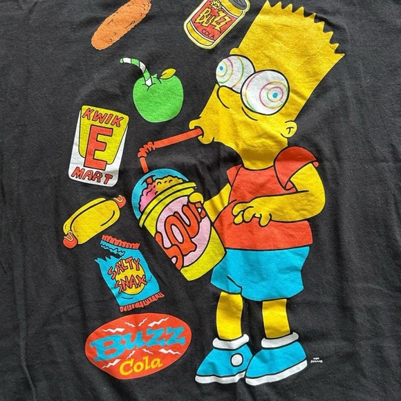 Simpsons Bart Simpson Kwik-E-Mart MUNCHIES Brain Freeze Squishee Tee Black Sz L - Picture 4 of 4